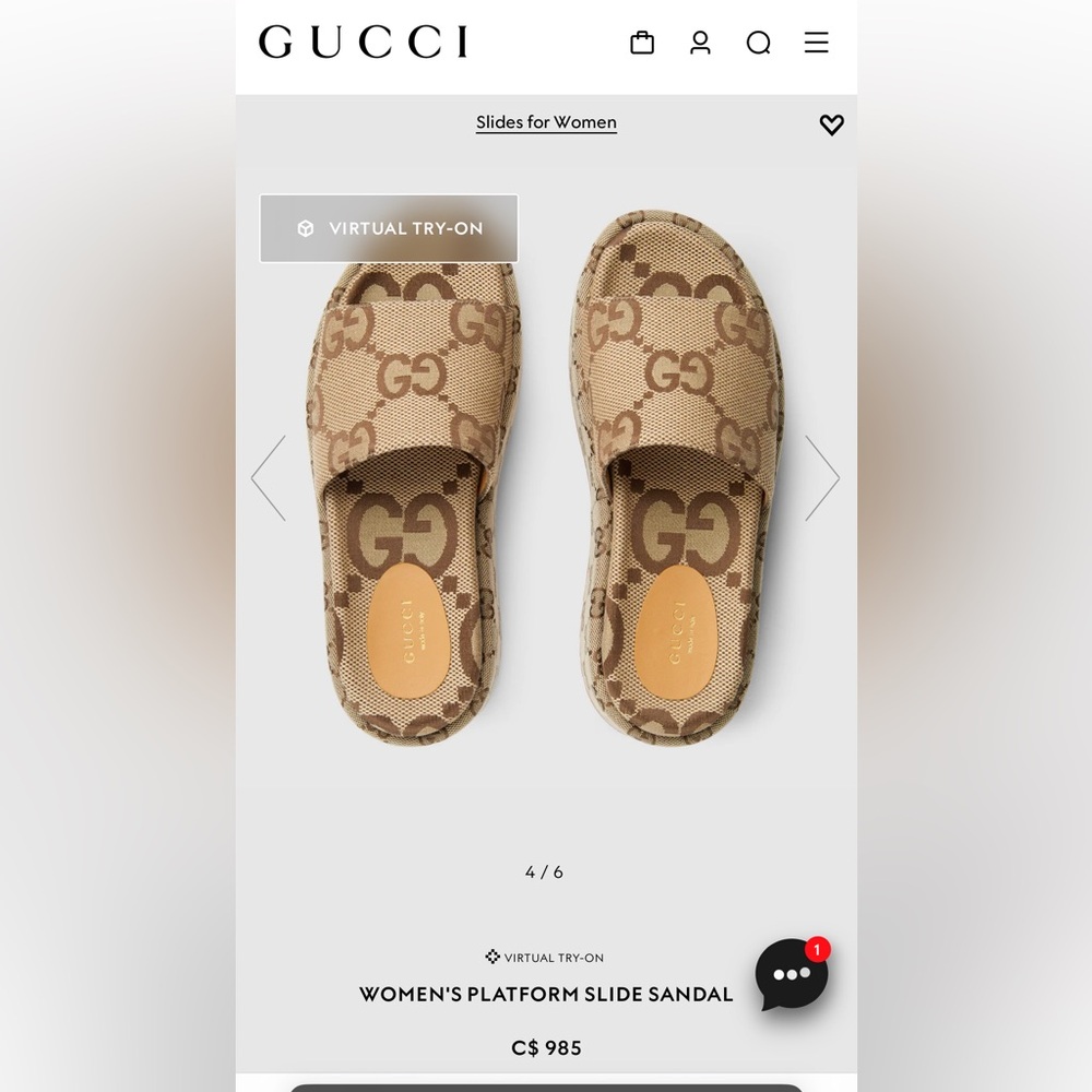 Gucci Beige GG Canvas Slides
